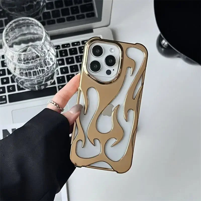 Hollowed Flame Phone Case For iPhone 16 15 14 13 12 11 Pro Max