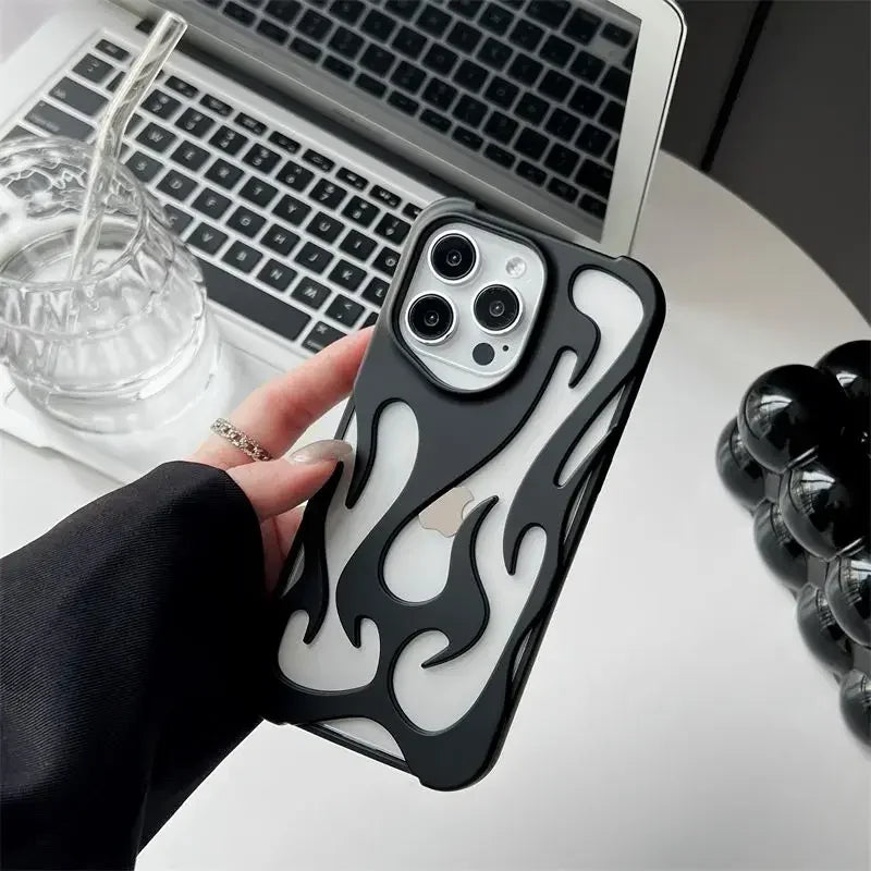 Hollowed Flame Phone Case For iPhone 16 15 14 13 12 11 Pro Max