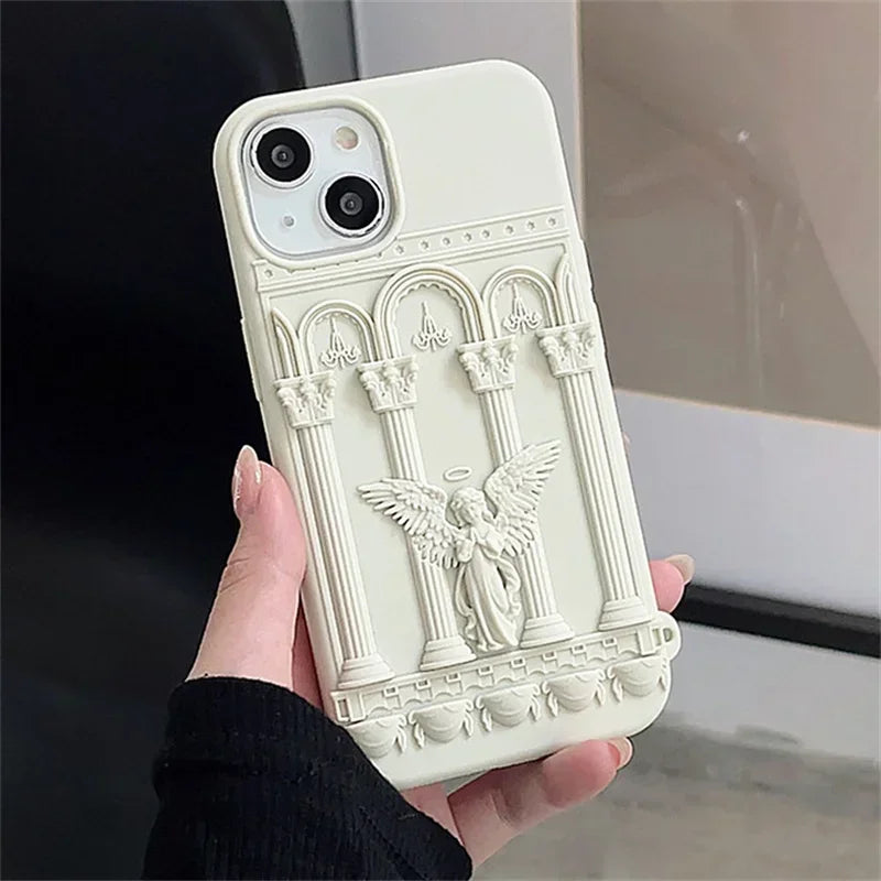 LightBringer 3D Angel Statue Silicone Phone Case For iPhone 15 14 13 12 11 Pro Max