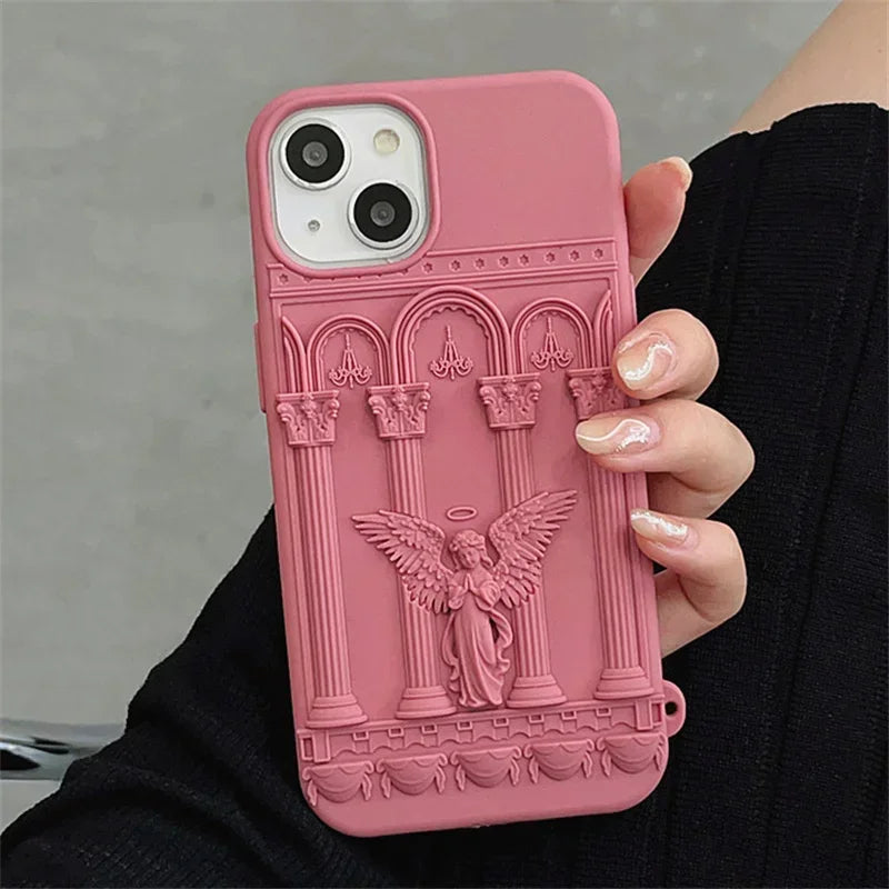 LightBringer 3D Angel Statue Silicone Phone Case For iPhone 15 14 13 12 11 Pro Max