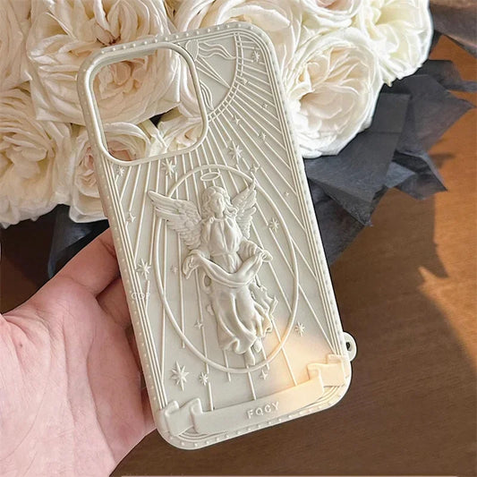 LightBringer 3D Angel Statue Silicone Phone Case For iPhone 15 14 13 12 11 Pro Max