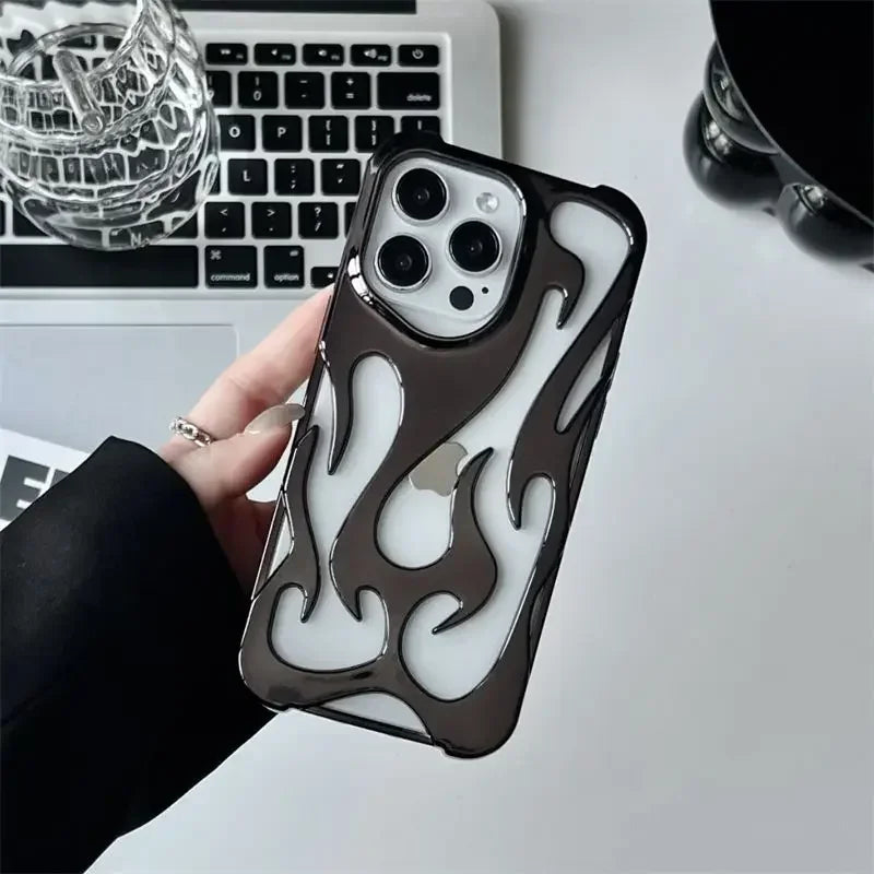 Hollowed Flame Phone Case For iPhone 16 15 14 13 12 11 Pro Max