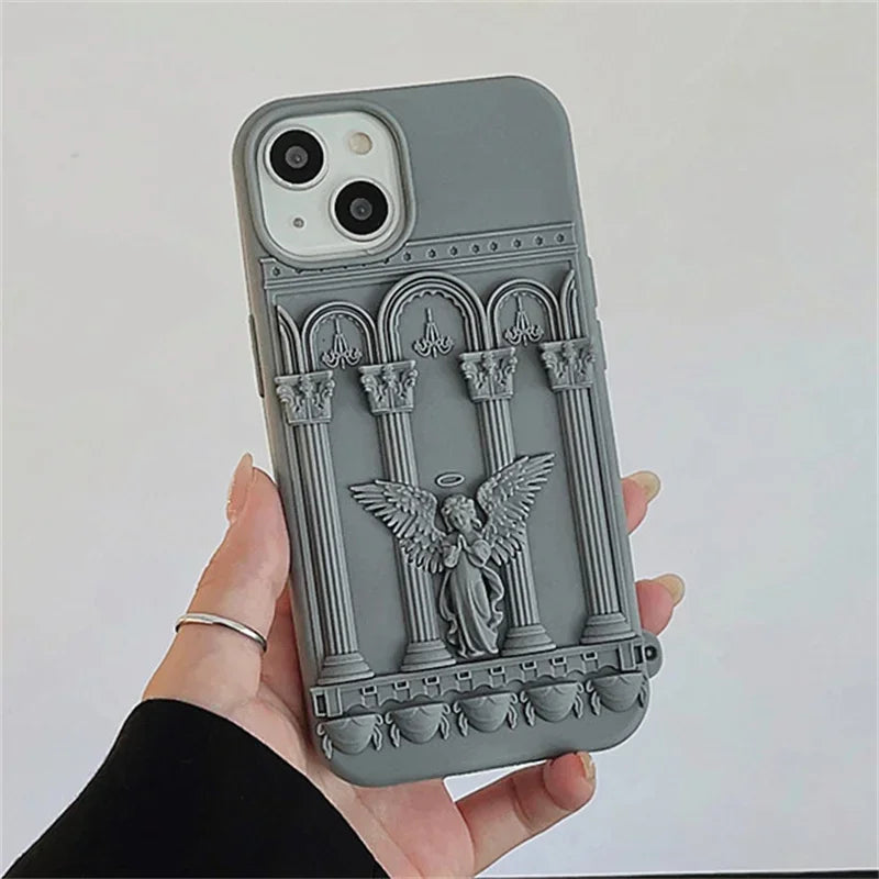 LightBringer 3D Angel Statue Silicone Phone Case For iPhone 15 14 13 12 11 Pro Max